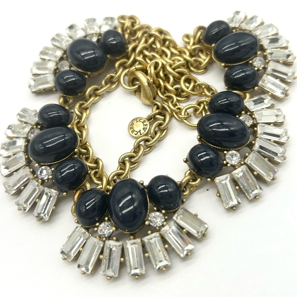 J. Crew Navy Cabachon and Baguette Necklace